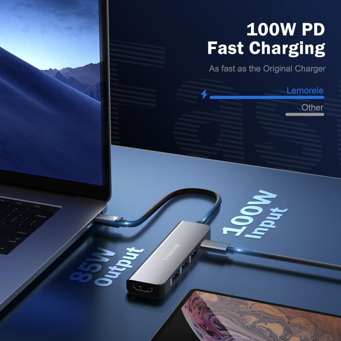 Док-станція USB-C хаб 3 Display-2025: 3 монітори, 2x HDMI 4K, VGA, Ethernet 1000M, 4 USB A 3.0/2.0, 100W PD, SD/TF, AUX 3.5mm, адаптер для Windows/Mac/Dell/HP