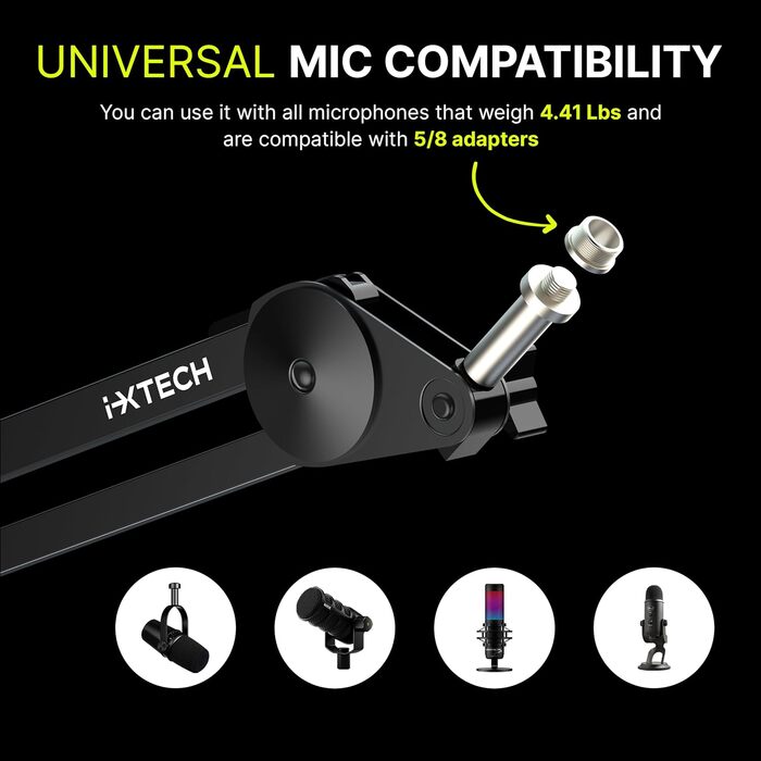 IXTECH Dynaisches мікрофон з нирковою характеристикою RGB, USB/XLR, для студії, подкастів, стрімінгу, запису, геймінгу, співу, Voice-Over, білий (MI06 Large)