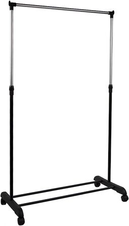 Home Vida Clothes Rack, Single Clothes Rod, Adjustable, (Silver)
