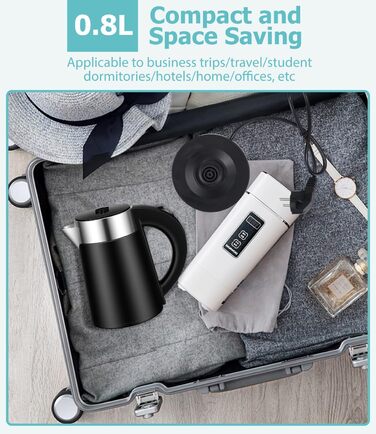 Електричний чайник-термос Hixava 800 мл для кемпінгу та подорожей. Швидкий нагрів, нержавіюча сталь