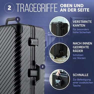 Чемодан ручної поклажі 55x40x20 з алюмінієвим каркасом | Валіза на колесах - Міцний тріумф з кріпленням для ноутбука [ВОДОНЕПРОНИКНИЙ] з захистом кутів (Ручна поклажа 20 дюймів) | Набір (29 дюймів & 20 дюймів)