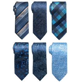 Набір краваток для чоловіків, ткані, жаккард, 6 шт. (чорний, зелений, синій, червоний, золотий, срібний, фіолетовий)