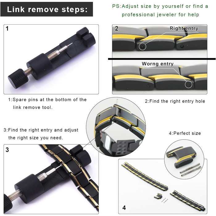 Чоловічий браслет JFUME з нержавіючої сталі, подарунок для чоловіків, регульований, 21,5 см (чорний та золотий)