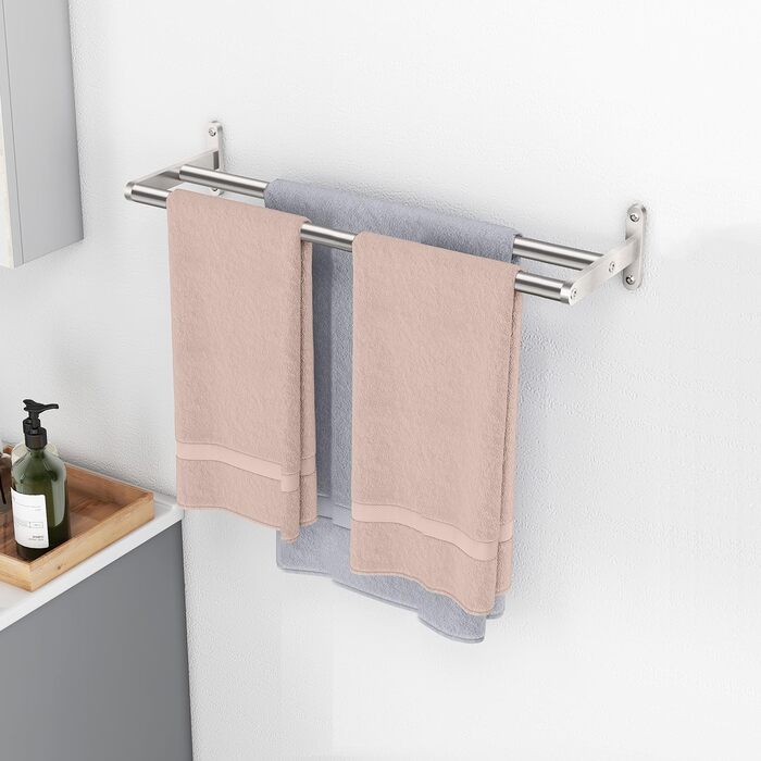 Тримач для рушників YUMORE, подвійний, 40 см, з нержавіючої сталі, для ванної кімнати та кухні, сріблястого кольору