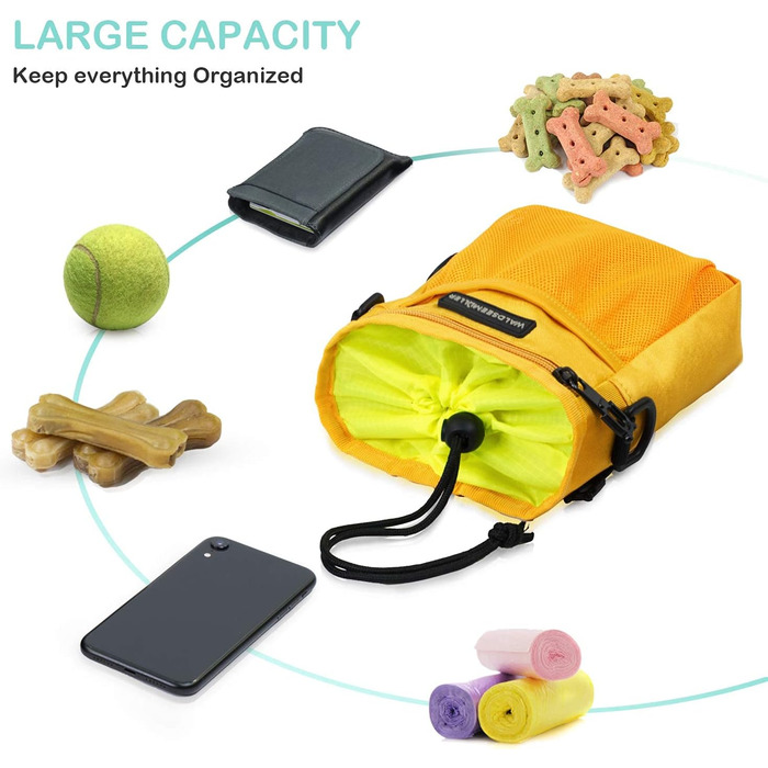 Сумка для корму для собак Waldseemüller, тренувальна сумка для домашніх тварин, підходить для собак маленьких та великих порід, з диспенсером для пакетів для екскрементів, карабіном, регульованим поясним ременем та плечовим ременем