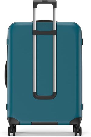 Чемодан Rollink Vega 360, 104L, 4 колеса, чорний, з інноваційним замком, міцний, екологічний (Carry-On, Deep Lagoon)