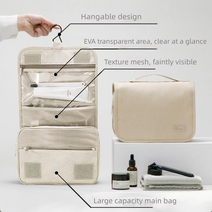 Кришталева сумка-органайзер для косметики та туалетних аксесуарів Beige (Бежевий)