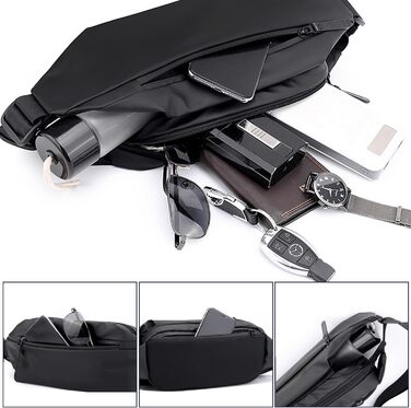 Чоловіча нагрудна сумка-поясна через плече, водонепроникна, для подорожей, школи, хайкінгу (чорна)