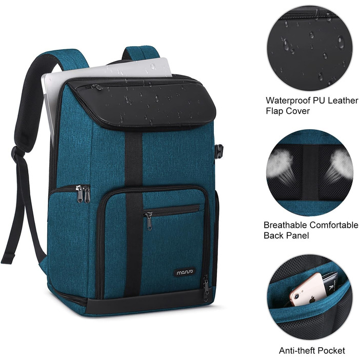 MOSISO Рюкзак для камери 17.3 дюйма, DSLR/SLR/беззеркальна камера, великий для чоловіків/жінок, з відділенням для ноутбука, тримачем для штатива та дощовиком, сумісний з Canon/Nikon/Fuji, блакитний