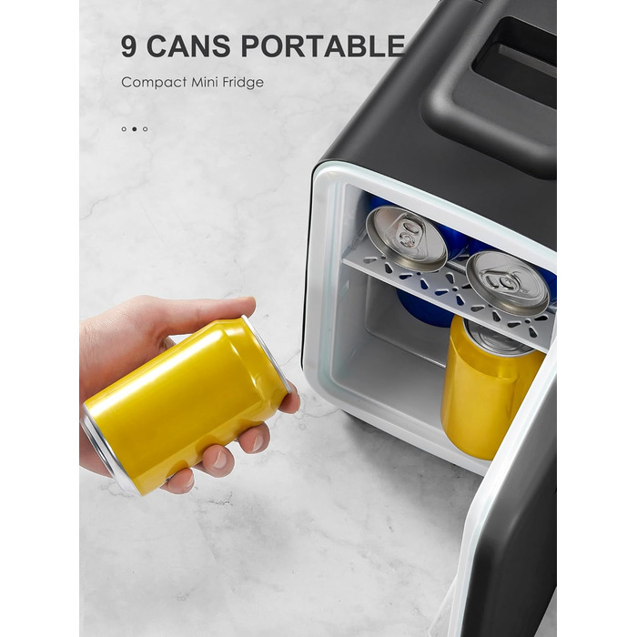Міні-холодильник 6L, портативний, чорний: для косметики, напоїв, їжі. Ідеально для дому, офісу, авто