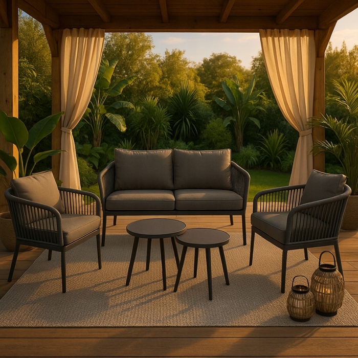 Комплект садових меблів ExitoDesign з металу, сірий, 5 предметів