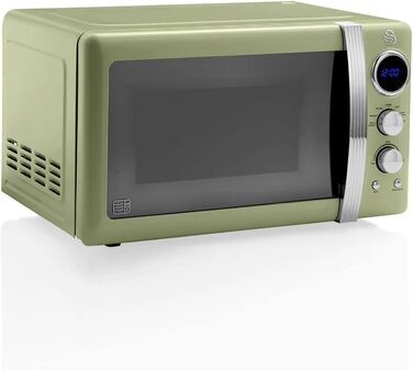 Мікрохвильова піч Swan Retro SM22030GNEU 20L, зелена, 800W, вінтажний дизайн