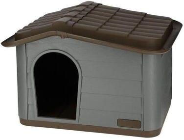 Kerbl Cat House Paola Eco (Cat Shelter UV and Weather Resistant, Cat Cave Indoor and Outdoor, Pet House, 60 x 51 x 41 cm, gray-green/brown) 81341 (75x59x55 cm)