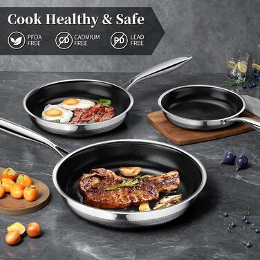 Набір сковорідок Innerwell Hybrid Edelstahl Profi - індукційні сковороди з покриттям Titan-Keramik, антипригарні, для всіх типів плит (24 см)