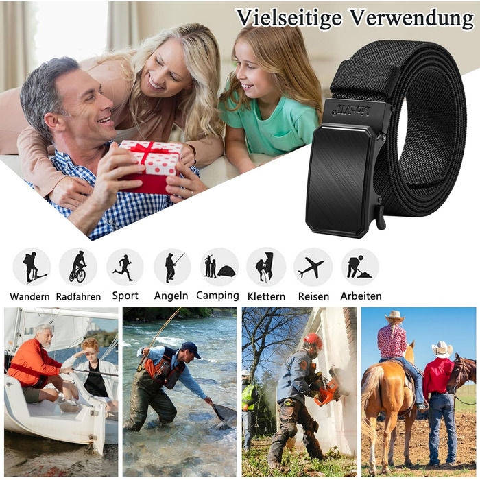 Еластичний тактичний пояс LionVII з автоматичною пряжкою, робочий пояс для чоловіків, обхват талії 75-125 см (28-49 дюймів), чорний (мідний)