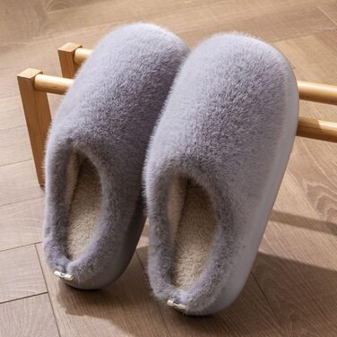 Теплі домашні тапочки з плюшем для жінок (40/41.5 EU, сірі) - антиковзаюча підошва