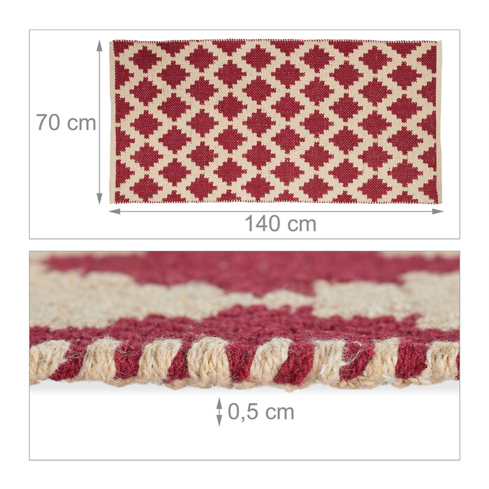 Relaxdays Cotton Runner Rug, 70 x 140 cm