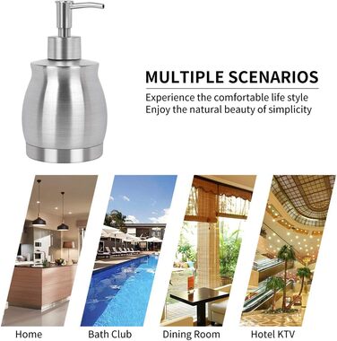 Дозатор мила з нержавіючої сталі, 390 мл, сріблястий (для кухні та ванної кімнати)