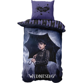 Комплект постільної білизни Wednesday Addams 135x200: ковдра та наволочки, мікрофібра, для дітей та підлітків