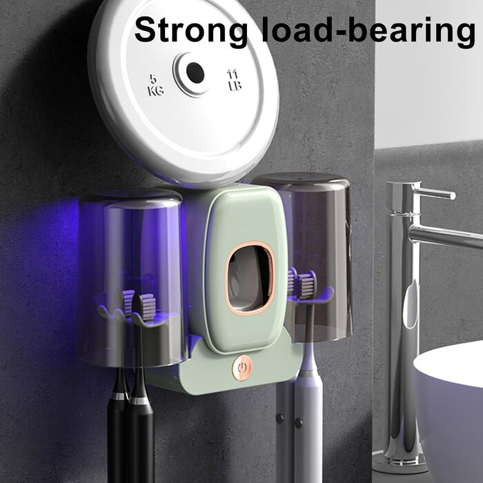 УФ-дезінфектор для зубних щіток з підставкою на стіну, стерилізатор, сушарка, розумний (світло-зелений)