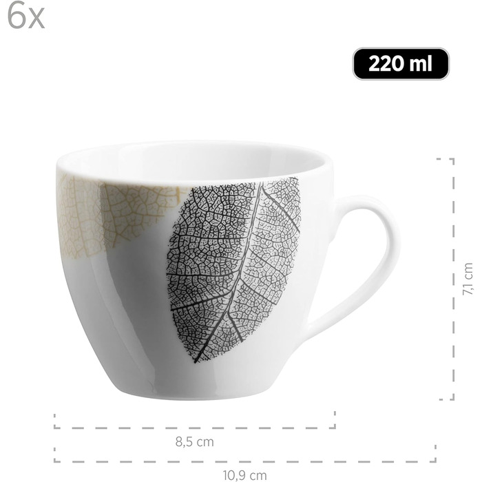 Сервіз MÄSER 931215 для 6 осіб, 30 предметів, білий порцеляновий посуд без обідків