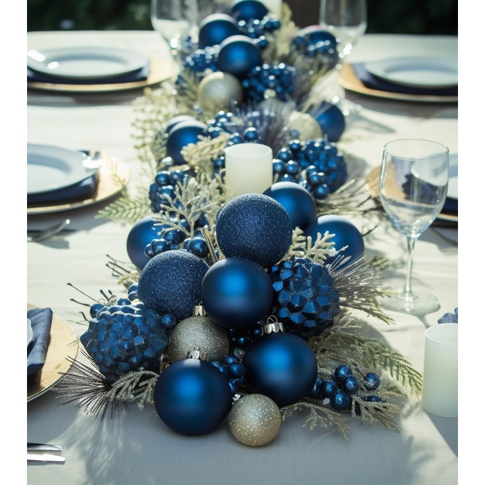 Набір ялинкових прикрас 36 шт. темно-синій, 6 см - ялинкові кулі для декорування