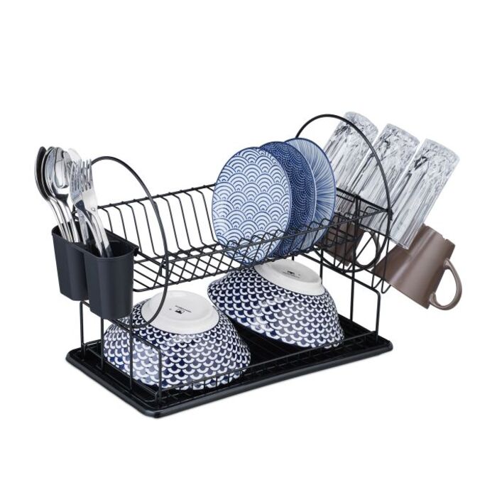 Relaxdays 2-Tier Dish Drying Rack