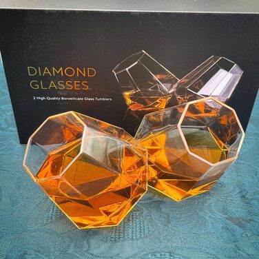Набір келихів для віскі Diamant Gläser (2 шт.), жовті, обертаються, у подарунковій коробці