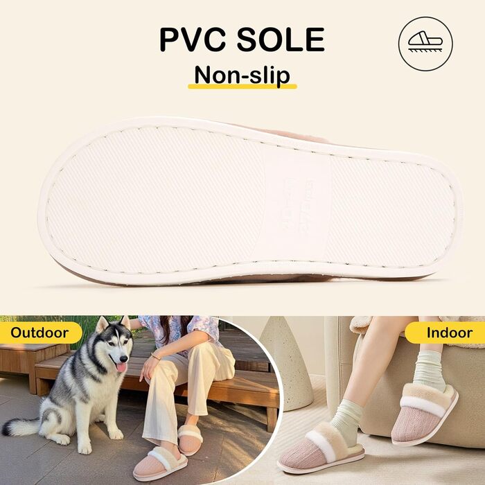 Жіночі халапи Xnova з плюшу, м'які та зручні, з піною пам'яті, антиковзаючі, теплі зимові халапи (Хакі, 42/43 EU)