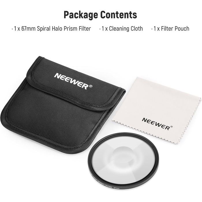Фільтр NEEWER для камери з ефектом розділеного діоптрія (67мм, спіральний гало), лінійний призма K9, аксесуар для об'єктива