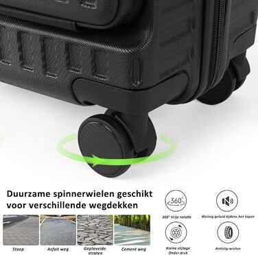 Валіза ручної поклажі TANTOMI з відділенням для ноутбука, 50 см, жорсткий корпус ABS, 4 колеса, TSA-замок (Світло-темнозелений, 41 л)