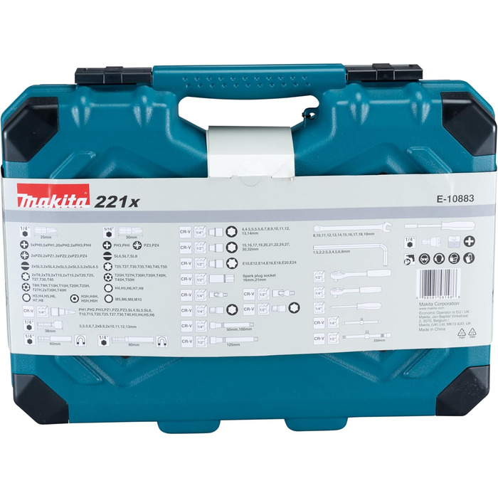 Набір інструментів Makita E-10883, 221 предмет, універсальний