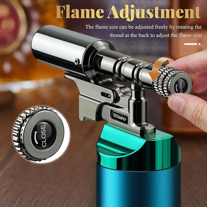 Газовий пальник для кухні Küchenbrenner: потужний вогнемет, заправний бутановий запальник для крем-брюле, паяння (без бутану), зелений (Wb009-gr)