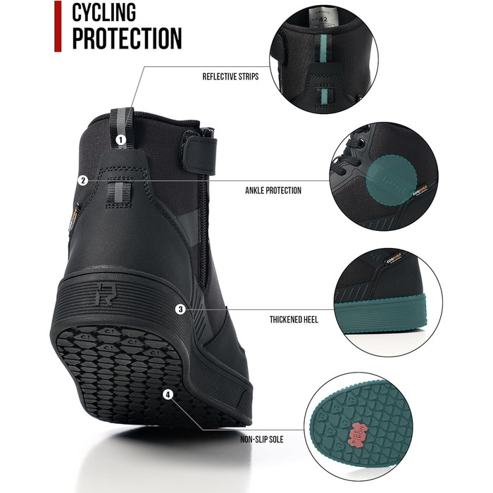 Мотоциклетні черевики RIDEIRON для чоловіків: водонепроникні, з антиковзаючою підошвою, дихаючі, стильні та зручні. Розмір 44 EU, чорний колір. Підходять для всіх сезонів.