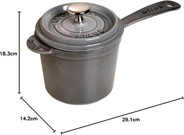Каструля-ковш STAUB 18 см, 2,8 л, чавун, для соусів, універсальна, графітово-сіра
