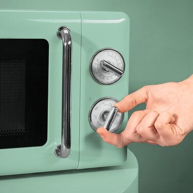 Мікрохвильова піч Cecotec Proclean 5110 Retro Blue, 20л, 700Вт, 8 програм, таймер 60хв, розморожування, механічне керування, зелений, серія 30