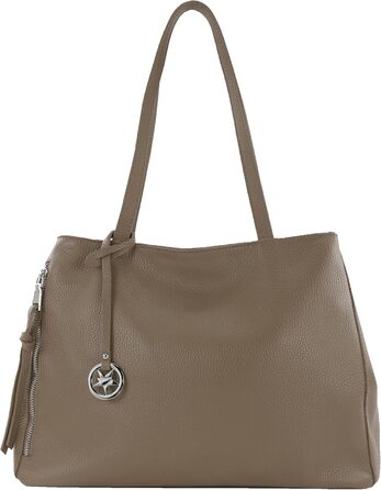 Сумка жіноча шкіряна Modamoda T205 шопер ручної роботи Італія темно-бежева