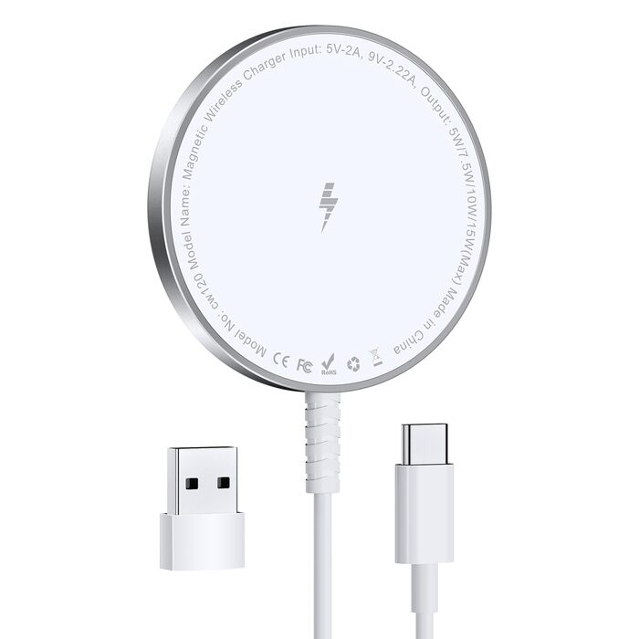 Магнітний бездротовий зарядний пристрій для iPhone 17/16/15/14/13/12 та AirPods 4/3/2 Pro - Білий