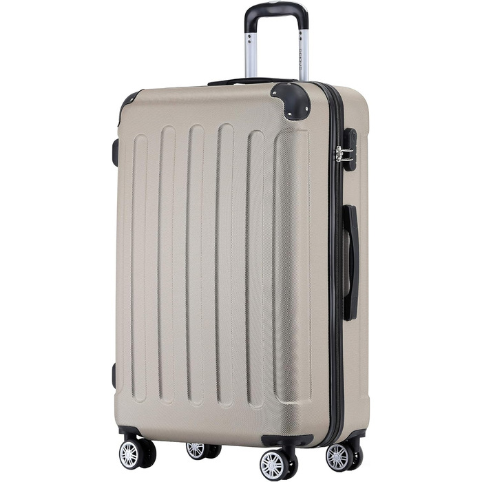 Набір валіз Beibye Hartschalen: M, L, XL (4 колеса) - темно-зелений, шампань