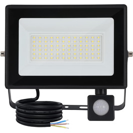 LED Floodlight 50W, Outdoor 5000LM, Spotlight 72 LED IP65 Waterproof, Outdoor Floodlight 6500K Cold White, 230V for Garage, Garden 【2 Pieces Black】 (50wgj 6500k Cold White, Motion Sensor)