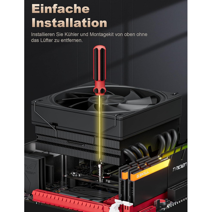 upHere Охолоджувач CPU H85KC6 (чорний): Низькопрофільний кулер з ARGB підсвічуванням для AMD AM4/AM5 та Intel 1700, 85мм висота, 6 heatpipes, 180W TDP