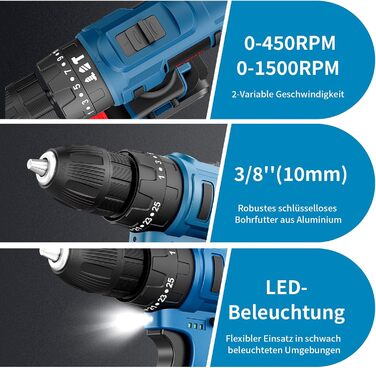 Акумуляторний шурупокрут Bogseth 21V з набором інструментів 112 шт. для дому та саду