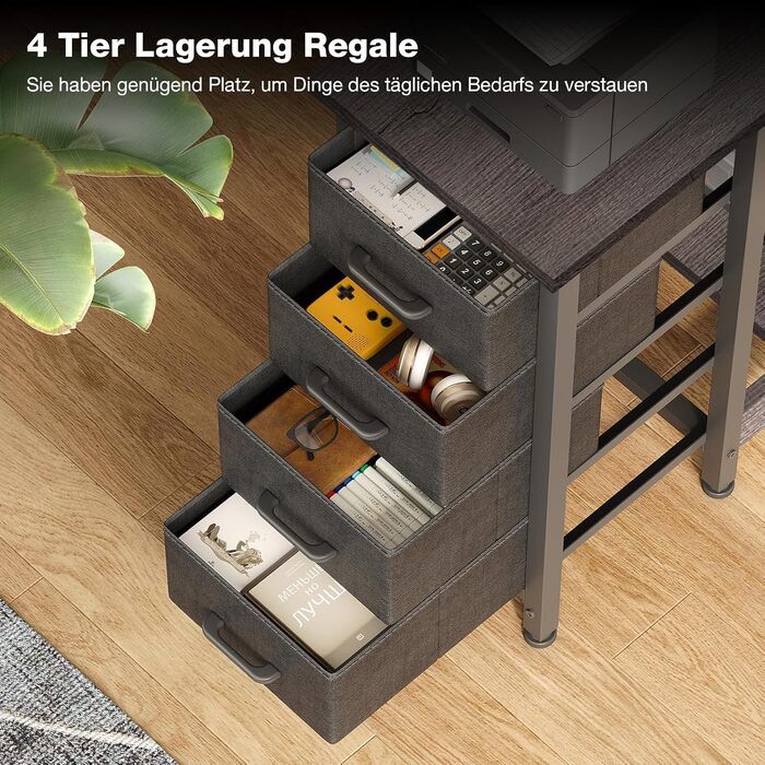 Комп'ютерний стіл Coleshome L-подібної форми 100x70 см з 4 шухлядами, сірий, для офісу, робочого кабінету, спальні