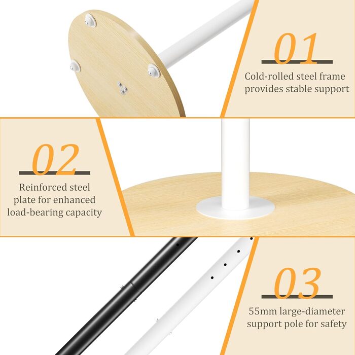 Підставка для телевізора Unho з коліщатками, регульована по висоті, для телевізорів 40-75 дюймів, VESA 600x400 мм, до 50 кг, біла