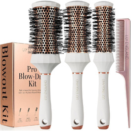 Набір гребінців Lily England Runde: 4 шт. Професійний набір для укладки волосся, 3 круглі гребінці та гребінь, подарунковий набір для жінок