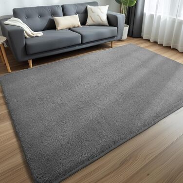Килимок для вітальні та дитячої кімнати 160x230 см, сірий, з коротким ворсом, миючий, антиковзаюча підкладка