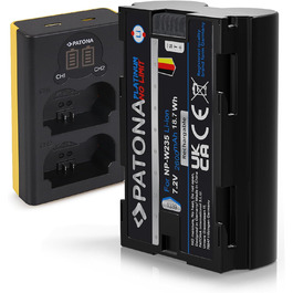 PATONA Akku NP-W235 для камери (2600 mAh) з USB Дисплеєм DUAL LCD - сумісний з USB-C та Micro-USB