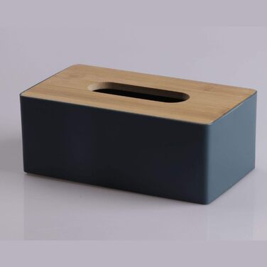 Tissue box with bamboo wood lid, rectangular tissue dispenser box, plastic tissue box for bathroom, car, office, 21.5 x 12 x 8.5 cm (Pink)