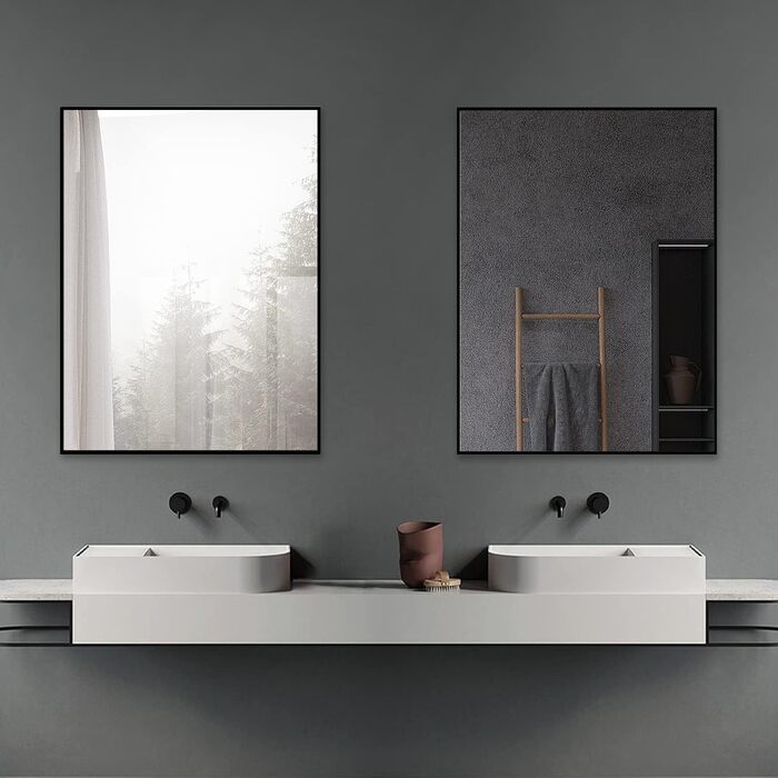 Дзеркало Boromal Spiegel чорне 40x60 см з металевим обрамленням для ванної, туалету, спальні