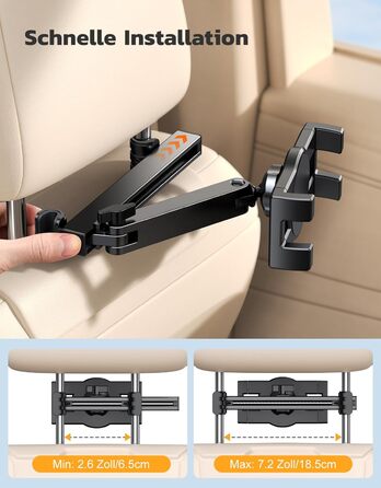 Тримач для планшета в авто, висувний кріплення, поворот на 360° - сумісний з iPad, iPhone, Galaxy Tab та іншими пристроями 4.7-12.9 дюймів